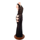 Black Mesh Sheer Josie Style Catsuit with Triple O Ring Solar Flare Leg - Coquetry Clothing