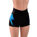 Black Metallic High Waist Shorts With Peacock Hip Bolts - Coquetry Clothing