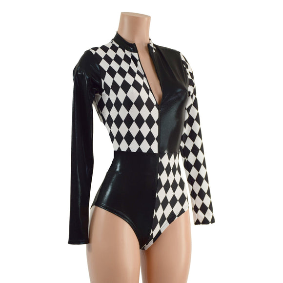 Black Mystique and Diamond Print Quad Color Blocked Stella Romper - Coquetry Clothing