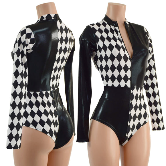 Black Mystique and Diamond Print Quad Color Blocked Stella Romper - Coquetry Clothing