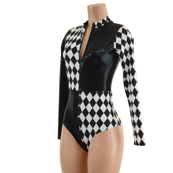 Black Mystique and Diamond Print Quad Color Blocked Stella Romper - Coquetry Clothing