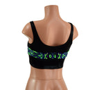 Black Mystique and Neon Melt Skinny Strap Mini Crop Tank Top - Coquetry Clothing