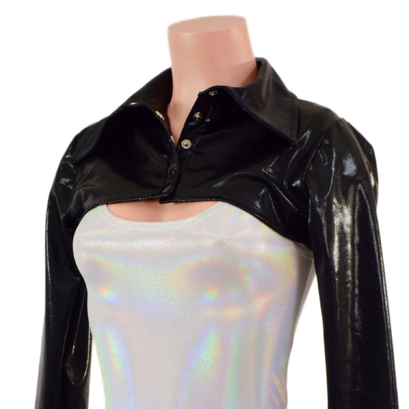 Black Mystique Bolero with Snap Front Rodeo Collar - Coquetry Clothing