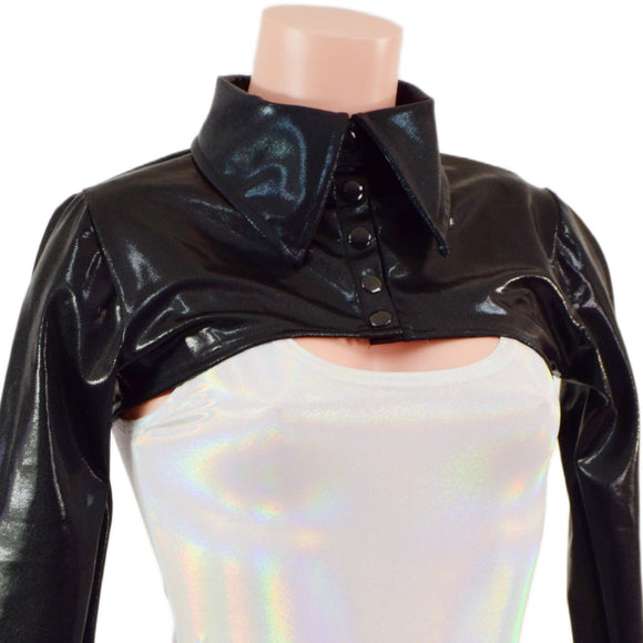 Black Mystique Bolero with Snap Front Rodeo Collar - Coquetry Clothing