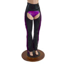 Black Mystique Bootcut Chaps with Purple Fringe - Coquetry Clothing