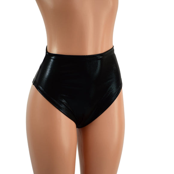 Black Mystique Brazilian Cut Siren Shorts with Grape Holo Star Applique - Coquetry Clothing