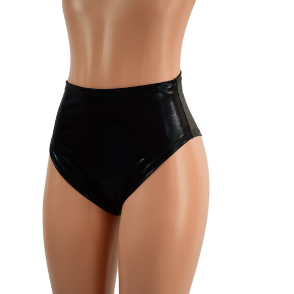 Black Mystique Brazilian Cut Siren Shorts with Grape Holo Star Applique - Coquetry Clothing