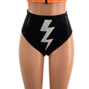 Black Mystique Brazilian Siren Shorts with Flashbulb Bolt Applique - Coquetry Clothing