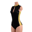 Black Mystique & Gold Sparkly Jewel Sleeveless Stella Romper with Side Panels - Coquetry Clothing