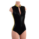Black Mystique & Gold Sparkly Jewel Sleeveless Stella Romper with Side Panels - Coquetry Clothing