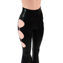 Black Mystique High Waist Solar Flares with Triple Cutouts and O - rings - Coquetry Clothing