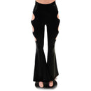 Black Mystique High Waist Solar Flares with Triple Cutouts and O - rings - Coquetry Clothing