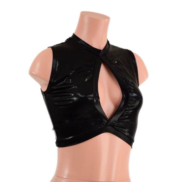 Black Mystique Keyhole Crop Top - Coquetry Clothing