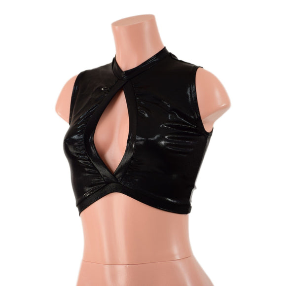 Black Mystique Keyhole Crop Top - Coquetry Clothing