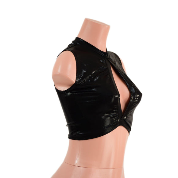 Black Mystique Keyhole Crop Top - Coquetry Clothing