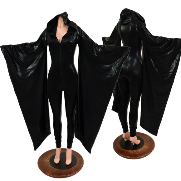 Black Mystique Kimono Sleeve Catsuit - Coquetry Clothing