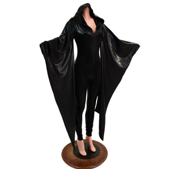 Black Mystique Kimono Sleeve Catsuit - Coquetry Clothing