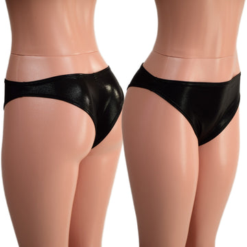Black Mystique Low Rise Siren Shorts with Brazilian Cut Leg - Coquetry Clothing