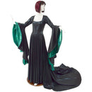 Black Mystique Puddle Train Gown with Sorceress Sleeves lined in Green Kaleidoscope - Coquetry Clothing