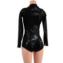 Black Mystique Rodeo Romper with Snap Cuffs and Boy Cut Leg - Coquetry Clothing
