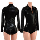Black Mystique Rodeo Romper with Snap Cuffs and Boy Cut Leg - Coquetry Clothing