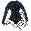 Black Mystique Romper with FIVE Laceups - 1