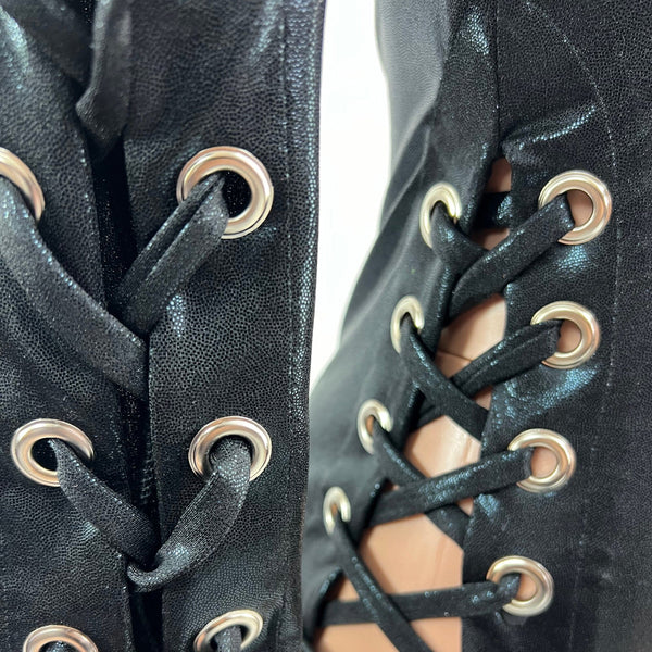 Black Mystique Romper with FIVE Laceups - 3