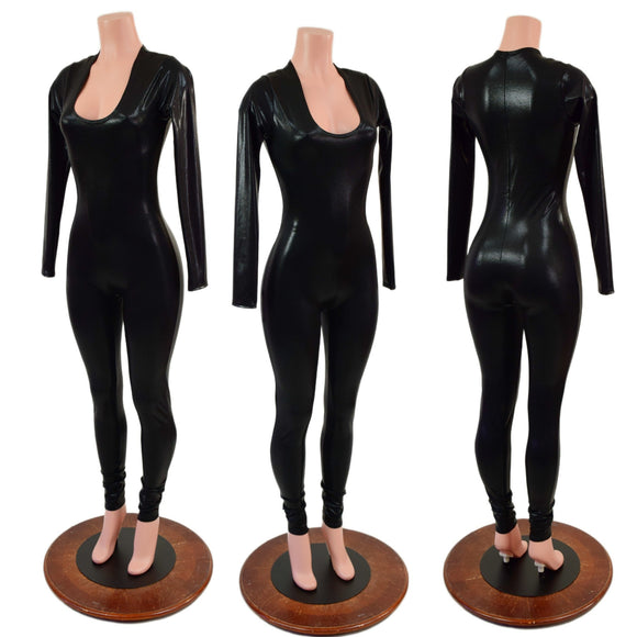 Black Mystique Scoop Neck Catsuit - Coquetry Clothing