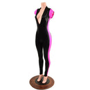 Black Mystique Side Panel Catsuit with Plunging V Neckline - Coquetry Clothing