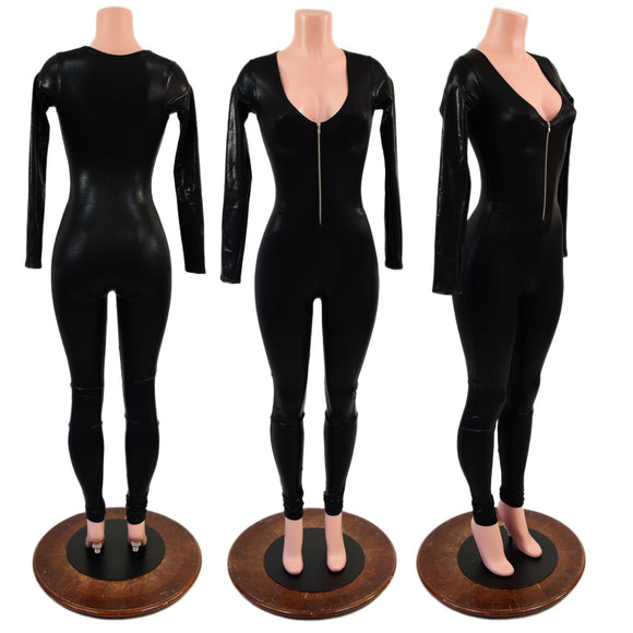 Black Mystique Zipper Catsuit - Coquetry Clothing