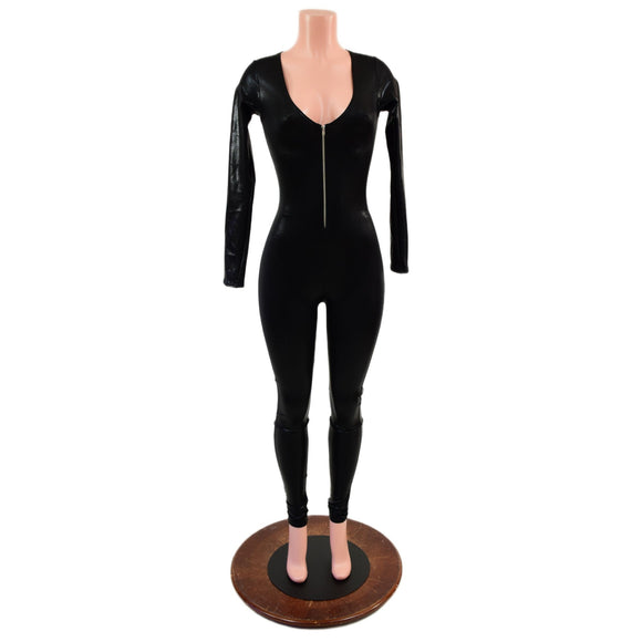 Black Mystique Zipper Catsuit - Coquetry Clothing