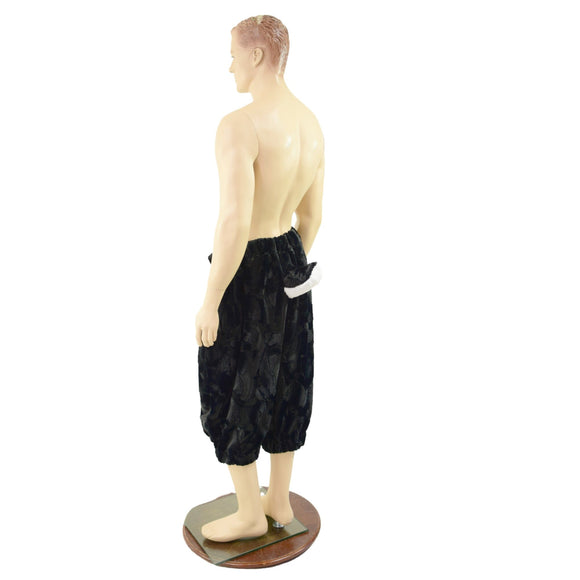 Black Satyr Minky Faux Fur Pants with Tail - Coquetry Clothing