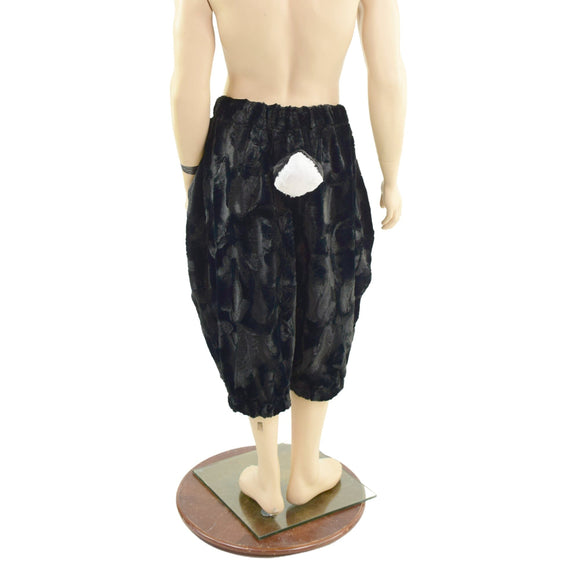 Black Satyr Minky Faux Fur Pants with Tail - Coquetry Clothing