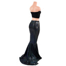 Black Scale High Waist Mermaid Skirt with Puddle Train - Coquetry Clothing