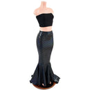 Black Scale High Waist Mermaid Skirt with Puddle Train - Coquetry Clothing