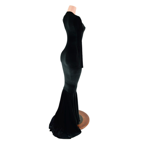 Black Velvet Morticia Gown - Coquetry Clothing