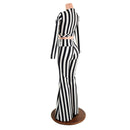 Black & White High Waist Solar Flares and Wrap & Tie Top Set - Coquetry Clothing