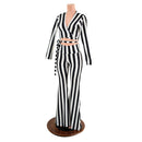 Black & White High Waist Solar Flares and Wrap & Tie Top Set - Coquetry Clothing