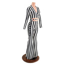 Black & White High Waist Solar Flares and Wrap & Tie Top Set - Coquetry Clothing
