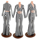 Black & White High Waist Solar Flares and Wrap & Tie Top Set - Coquetry Clothing