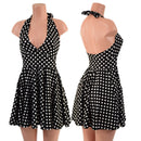 Black & White Polka Dot Halter Skater Dress - Coquetry Clothing