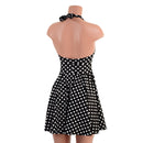 Black & White Polka Dot Halter Skater Dress - Coquetry Clothing