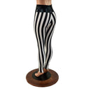 Black & White Striped Leggings with Black Mystique Waistband - Coquetry Clothing