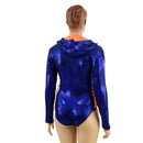 Blue and Orange Hooded Romper with Lace Up Hips - Coquetry Clothing