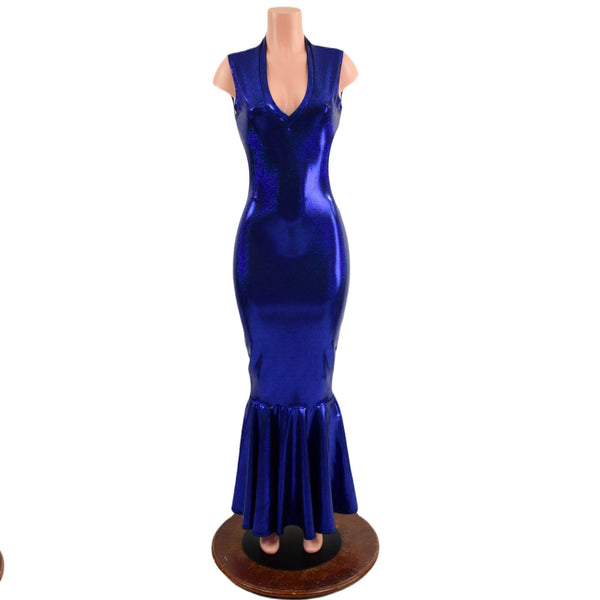 Blue Sparkly Jewel Fishtail Gown - 4