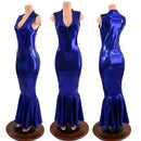 Blue Sparkly Jewel Fishtail Gown - Coquetry Clothing