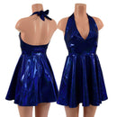 Blue Sparkly Jewel Halter Skater Dress - Coquetry Clothing