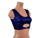 Blue Sparkly Jewel High Or Low Reversible Cutout Oring Mini Crop - Coquetry Clothing