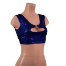 Blue Sparkly Jewel High Or Low Reversible Cutout Oring Mini Crop - Coquetry Clothing
