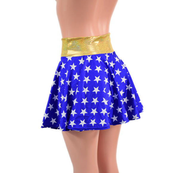 Blue & White Star Circle Skirt - Coquetry Clothing